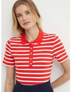 Polo tričko Tommy Hilfiger dámsky, červená farba