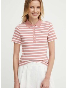 Polo tričko Tommy Hilfiger dámsky,ružová farba,WW0WW39530