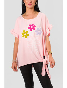 Takfajn Dámske tričko FLOWERS - ružové