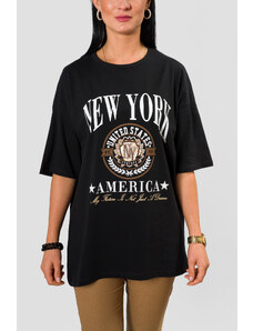 Takfajn Dámske tričko NEW YORK - čierne