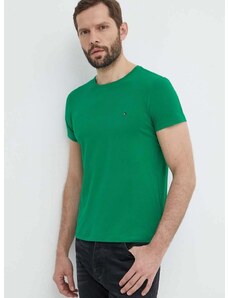 Tričko Tommy Hilfiger pánske,zelená farba,jednofarebné,MW0MW10800