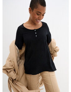 bonprix Široké bavlnené dlhé tričko s vreckami, A-strih, z bio bavlny, farba čierna, rozm. 40/42
