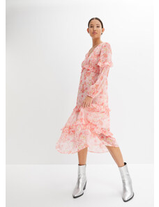 bonprix Midi šaty s volánmi, farba ružová