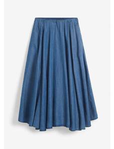 bonprix Džínsová sukňa, vysoký pohodlný pás, farba modrá, rozm. 40