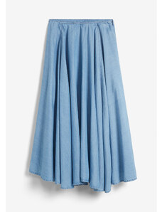bonprix Džínsová sukňa, vysoký pohodlný pás, farba modrá, rozm. 54