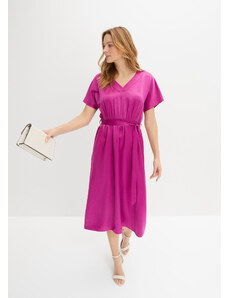 bonprix Saténové šaty s opaskom na zaviazanie, farba fialová