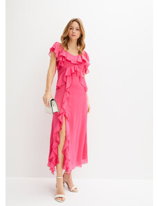bonprix Maxi šaty s volánom, farba ružová