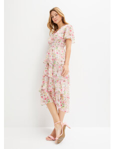 bonprix Maxi šaty, kvetované, farba ružová