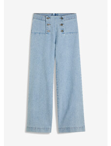 bonprix Krátke džínsy s ozdobným gombíkom, farba modrá