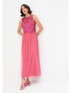 bonprix Maxi šaty s korálkami a flitrami, farba ružová, rozm. 36