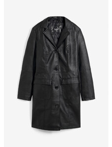 bonprix Ľahký koženkový kabát, vypasovaný, farba čierna, rozm. 38