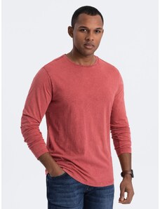 Ombre Clothing Pánske pracie tričko s dlhým rukávom a okrúhlym výstrihom - Brick Grey V3 OM-LSWL-0103