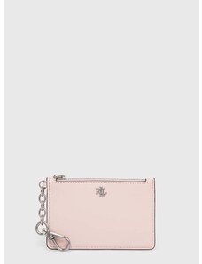 Kožená peňaženka Lauren Ralph Lauren dámsky,ružová farba,432876731