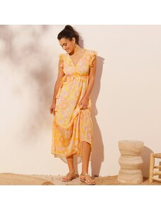 Blancheporte Dlhé šaty s potlačou z recyklovaného polyesteru žltá/ružová 036