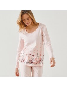 Blancheporte Pyžamové tričko s dlhými rukávmi a potlačou ružová 040