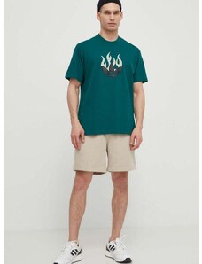 Bavlnené tričko adidas Originals pánske, zelená farba, s potlačou, IS0177