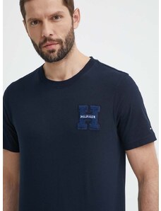 Bavlnené tričko Tommy Hilfiger pánske, tmavomodrá farba, s nášivkou, MW0MW34436