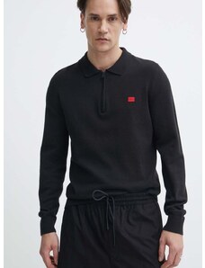 Bavlnený sveter HUGO čierna farba,tenký,50510394