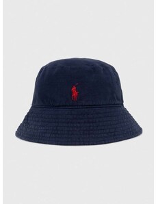 Ľanový klobúk Polo Ralph Lauren tmavomodrá farba,455938465