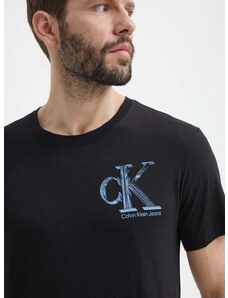 Bavlnené tričko Calvin Klein Jeans pánske,čierna farba,s potlačou,J30J325498