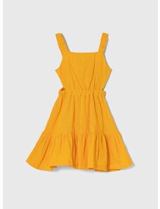 Šaty s prímesou ľanu zippy oranžová farba, mini, áčkový strih