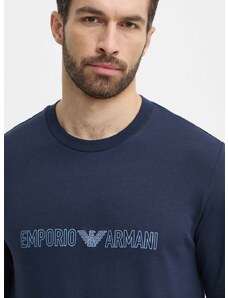 Bavlnená mikina Emporio Armani Underwear tmavomodrá farba, s potlačou, 111785 4R566