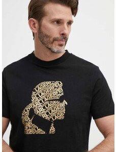 Bavlnené tričko Karl Lagerfeld pánske,čierna farba,s potlačou,542224.755082