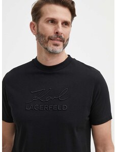 Bavlnené tričko Karl Lagerfeld pánske,čierna farba,s nášivkou,542225.755030
