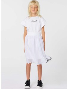 Dievčenská sukňa Karl Lagerfeld biela farba, midi, áčkový strih