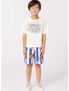 Detské bavlnené tričko Kenzo Kids béžová farba, s potlačou