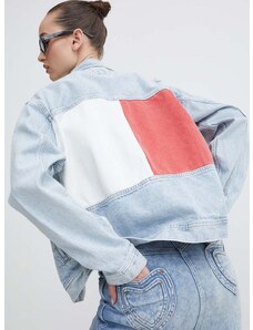 Rifľová bunda Tommy Jeans dámska,prechodná,oversize,DW0DW18331