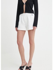 Bavlnené šortky Calvin Klein Jeans biela farba,jednofarebné,vysoký pás,J20J223276