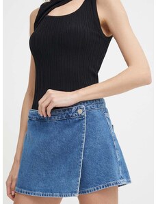 Rifľové krátke nohavice Calvin Klein Jeans dámske,jednofarebné,vysoký pás,J20J223300