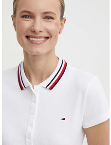Polo tričko Tommy Hilfiger dámske, biela farba, WW0WW42749