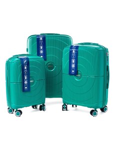 Rogal Zelená sada 3 luxusných odolných kufrov "Orbital" - M, L, XL