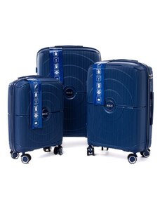 Rogal Tmavomodrá sada 3 luxusných odolných kufrov "Orbital" - M, L, XL