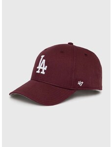 Detská bavlnená šiltovka 47 brand MLB Los Angeles Dodgers Raised Basic bordová farba, s nášivkou, BRAC12CTP