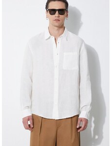 Ľanová košeľa A.P.C. chemise cassel logo béžová farba, voľný strih, s klasickým golierom, LIAEK-H12545