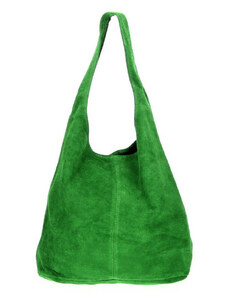 MADE IN ITALY Kožená kabelka v úprave semiš 804A zelená