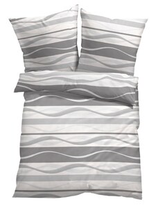 bonprix Posteľná bielizeň s pásikmi, farba šedá, rozm. 1x 80/80 cm, 1x 135/200 cm