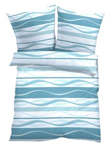 bonprix Posteľná bielizeň s pásikmi, farba modrá, rozm. 1x 80/80 cm, 1x 135/200 cm