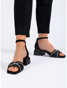GOODIN Black suede sandals with no heel