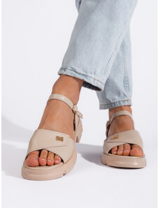 GOODIN Comfortable women's beige leather sandals