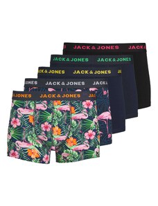 JACK & JONES Boxerky 'Pink Flamingo' námornícka modrá / žltá / zelená / ružová