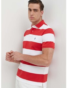 Bavlnené polo tričko Polo Ralph Lauren červená farba,vzorovaný,710926400