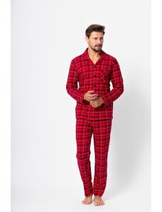 M-Max Pánske bavlnené pyžamo na gombíky Alan 1391, Farba červená