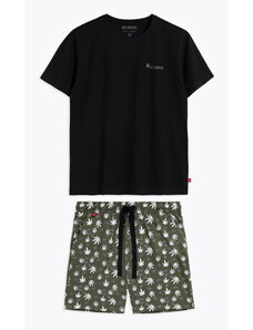 Atlantic Pánske bavlnené pyžamo krátke Blazy Tom NMP-368 čierno-khaki, Farba Czarny-Khaki