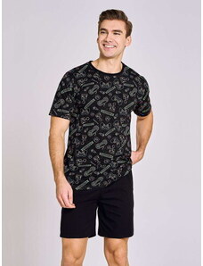 Taro Pánske bavlnené pyžamo krátke Dean 3185, Farba čierna