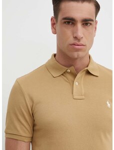 Bavlnené polo tričko Polo Ralph Lauren béžová farba, jednofarebný