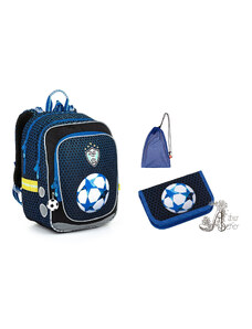 TOPGAL - školské tašky, batohy a sety TOPGAL - MediumSet-ENDY22016 - rozvíjame športovú vizualizáciu - modrý školský set s loptou ako symbolom úspechu